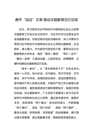 善作“加法”文章推动主题教育见行见效