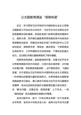 让主题教育满溢“湖南味道”