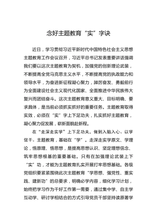 念好主题教育“实”字诀
