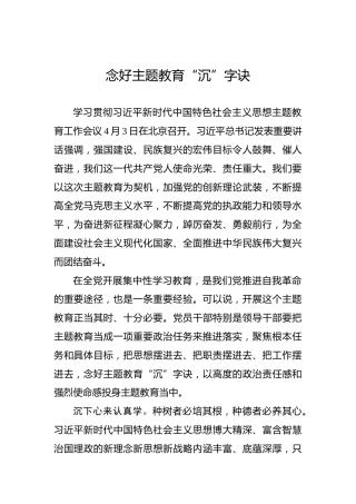 念好主题教育“沉”字诀