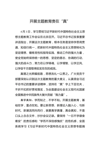 开展主题教育贵在“真”