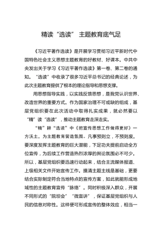 精读“选读”主题教育底气足