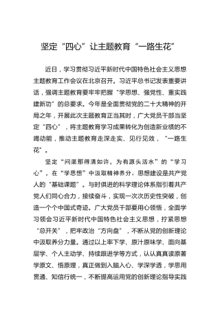 坚定“四心”让主题教育“一路生花”