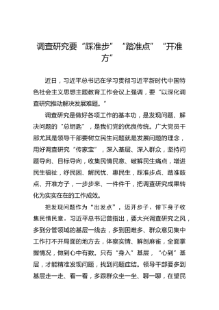 调查研究要“踩准步”“踏准点”“开准方”