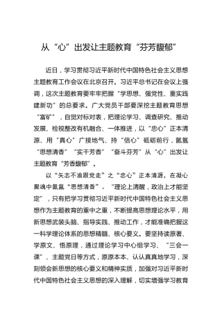 从“心”出发让主题教育“芬芳馥郁”