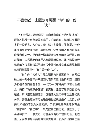 不啻微芒：主题教育需要“你”的一份“力”