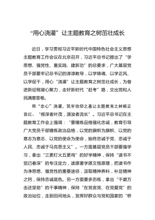 “用心浇灌”让主题教育之树茁壮成长