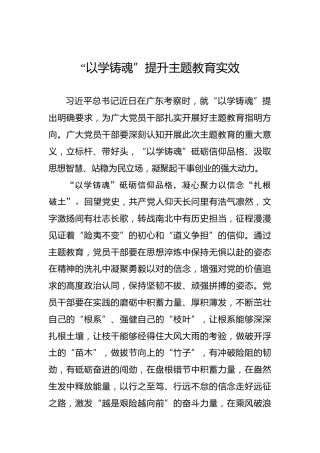 “以学铸魂”提升主题教育实效