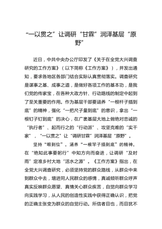 “一以贯之”让调研“甘霖”润泽基层“原野”