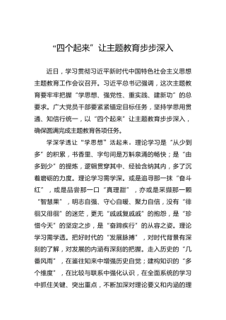 “四个起来”让主题教育步步深入