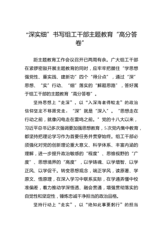 “深实细”书写组工干部主题教育“高分答卷”