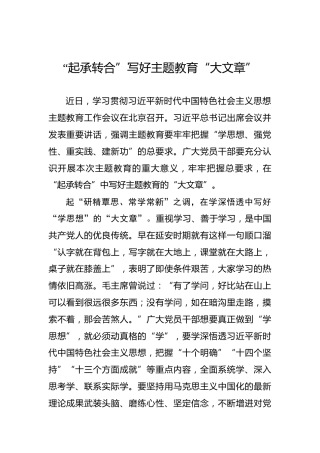 “起承转合”写好主题教育“大文章”
