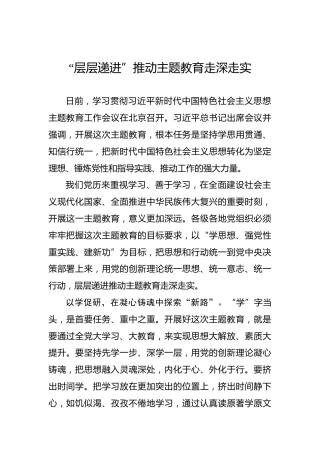 “层层递进”推动主题教育走深走实