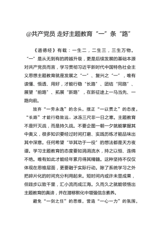 @共产党员走好主题教育“一”条“路”