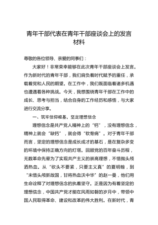 青年干部代表在青年干部座谈会上的发言材料