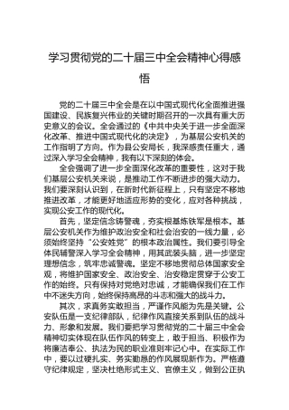 学习贯彻党的二十届三中全会精神心得感悟