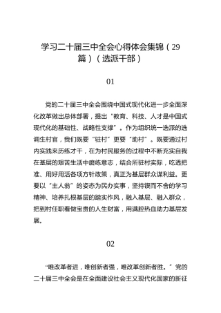 学习二十届三中全会心得体会集锦（29篇）（选派干部）