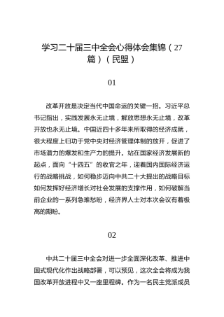 学习二十届三中全会心得体会集锦（27篇）（民盟）