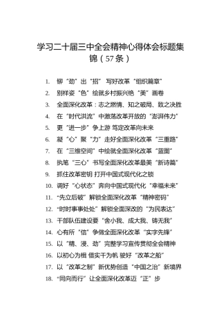 学习二十届三中全会精神心得体会标题集锦（57条）