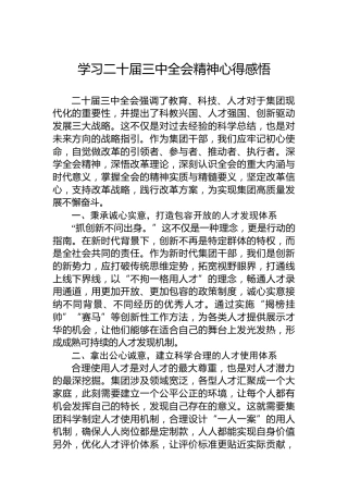 学习二十届三中全会精神心得感悟