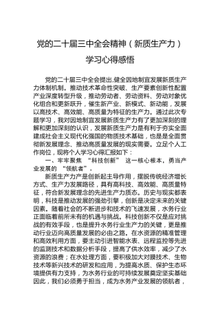 党的二十届三中全会精神（新质生产力）学习心得感悟