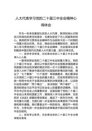 人大代表学习党的二十届三中全会精神心得体会