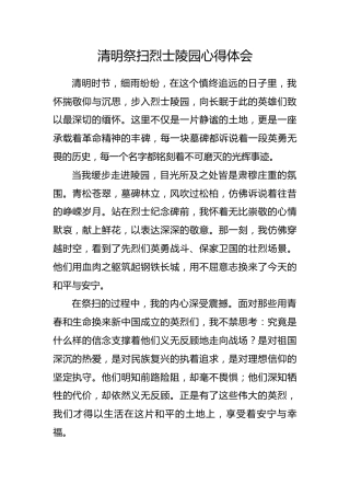 清明祭扫烈士陵园心得体会