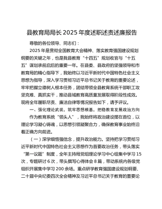 县教育局局长2025年度述职述责述廉报告