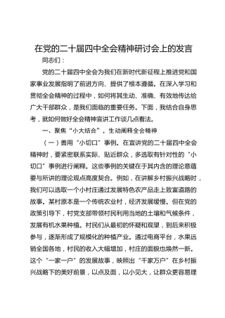 在党的二十届四中全会精神研讨会上的发言
