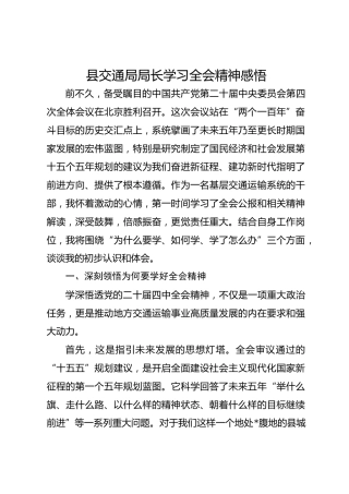 县交通局局长学习四中全会精神感悟