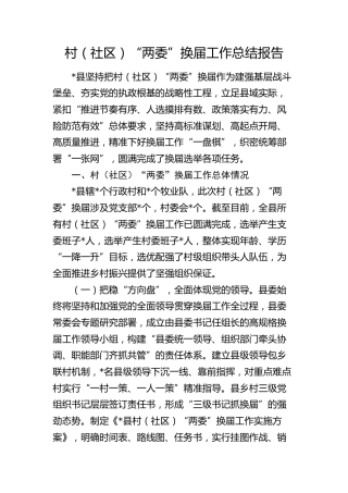 村（社区）“两委”换届工作总结报告（县区）