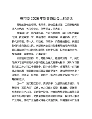 在市委2026年新春茶话会上的讲话