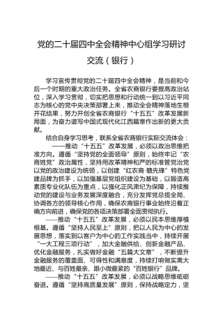 党的二十届四中全会精神中心组学习研讨交流（银行）