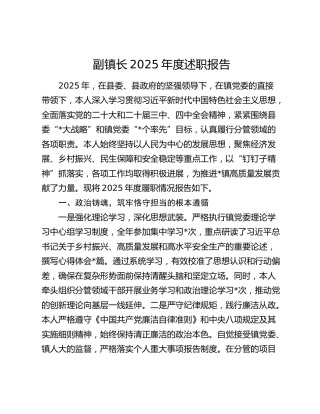 副镇长2025年度述职报告