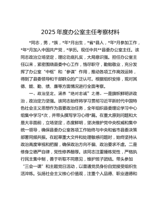 2025年度办公室主任考察材料