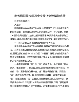商务局副局长学习中央经济会议精神感受