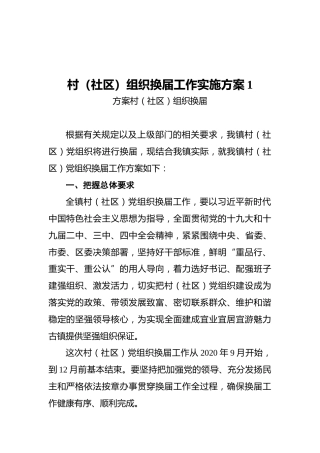 村（社区）组织换届工作实施方案1