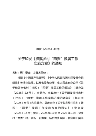 2025年村“两委”换届工作实施方案
