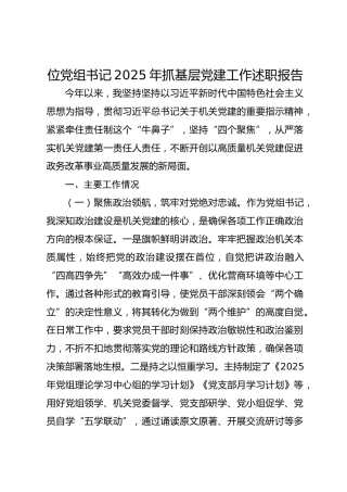 位党组书记2025年抓基层党建工作述职报告