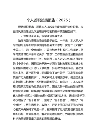 个人述职述廉报告（2025）2