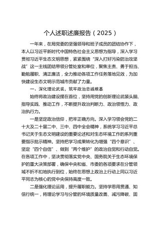 个人述职述廉报告（2025）1