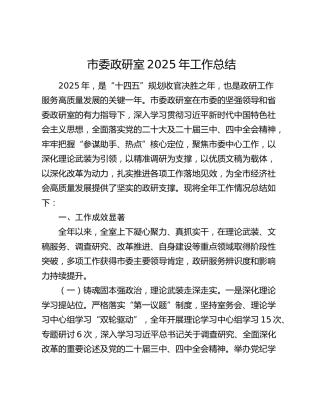 市委政研室2025年工作总结