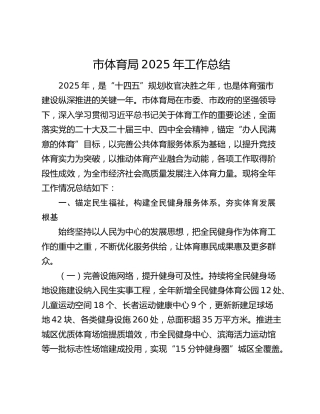 市体育局2025年工作总结