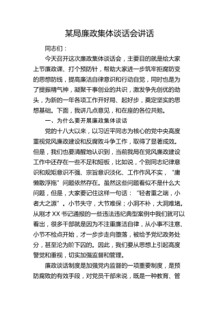 局廉政集体谈话会讲话
