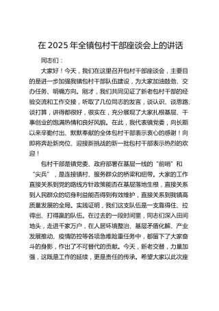 乡镇包村干部座谈会上的讲话