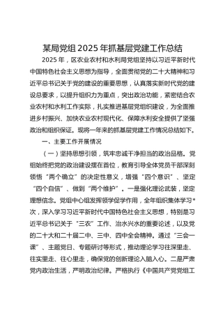 某局党组2025年抓基层党建工作总结