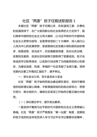 社区“两委”班子任期述职报告1