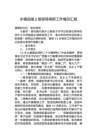 乡镇迎接上级领导调研工作情况汇报