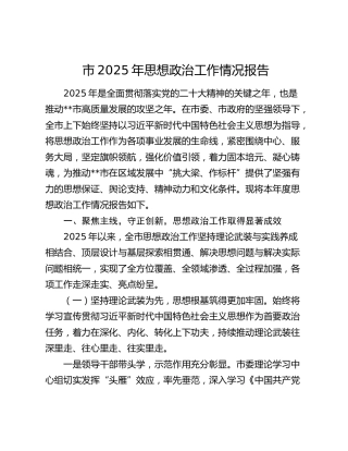 市2025年思想政治工作情况报告