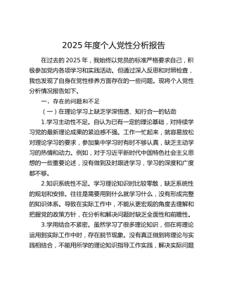2025年度个人党性分析报告